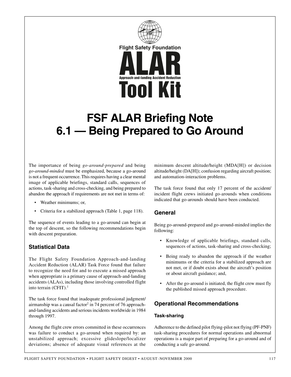 FSF ALAR Briefing Note 6.1 -- Being Prepared to Go Around