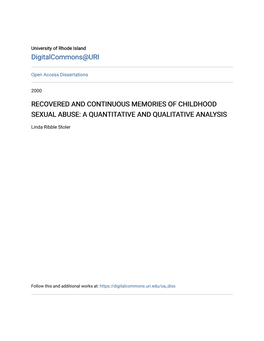 Recovered and Continuous Memories of Childhood Sexual Abuse: a Quantitative and Qualitative Analysis