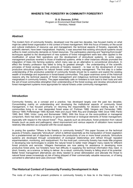 Abstract Introduction the Historical Context of Community Forestry