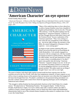 American Character’ an Eye Opener Posted: Sunday, May 22, 2016