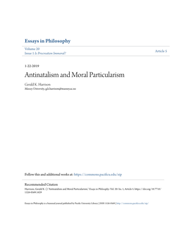 Antinatalism and Moral Particularism Gerald K