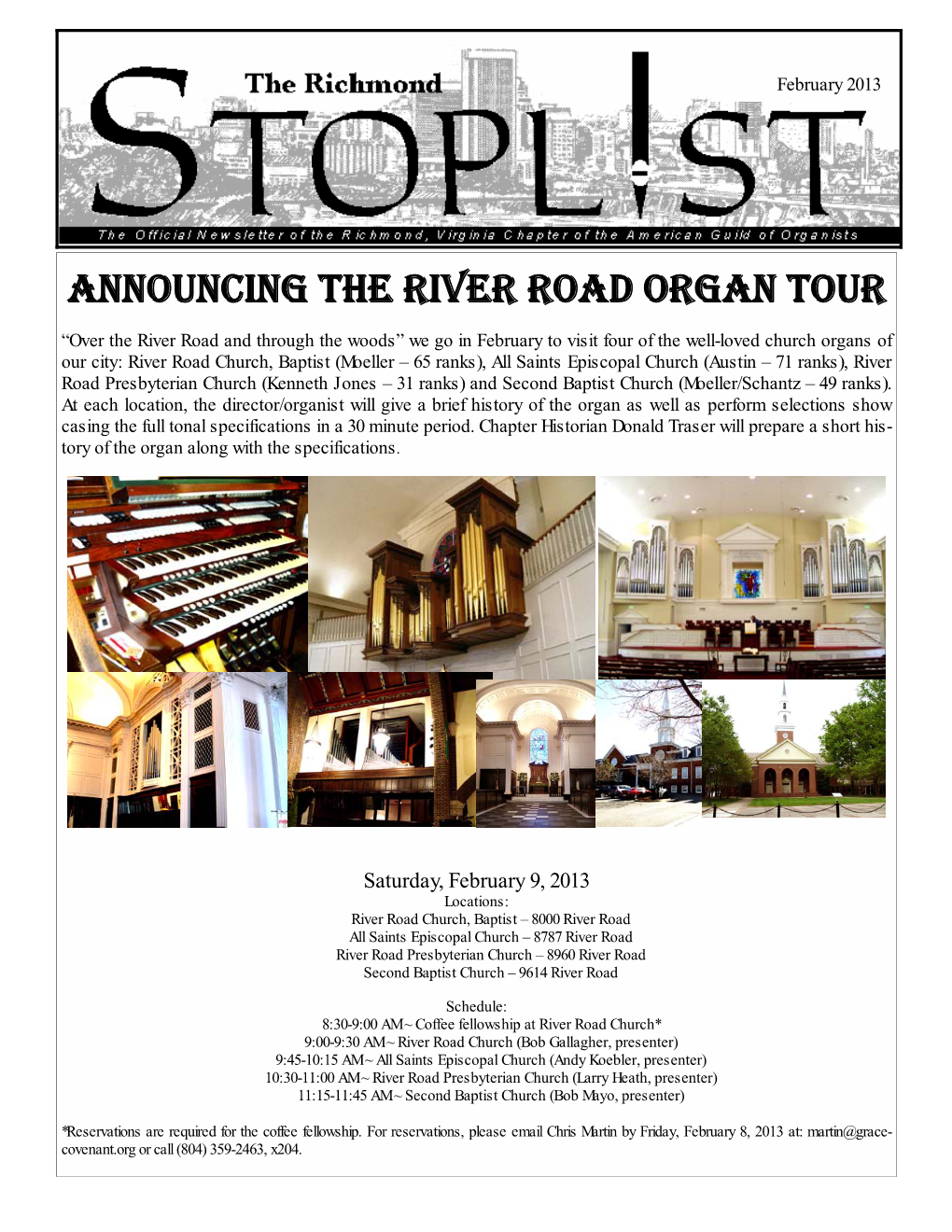 Announcing the River Road Organ Tour