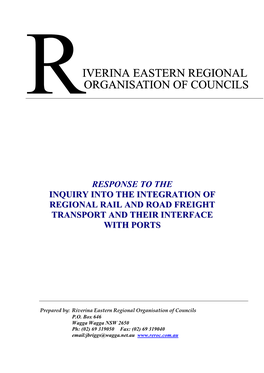 The Riverina Eastern Regional Organisation of Councils (REROC) Is a Voluntary Association of 12 Local Governments Located in the Eastern Riverina Region of NSW