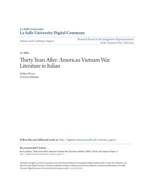 American Vietnam War Literature in Italian Stefano Rosso University of Bergamo