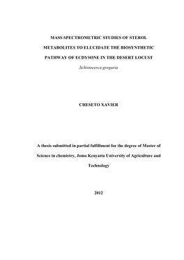 Mass Spectrometric Studies of Sterol Metabolites To