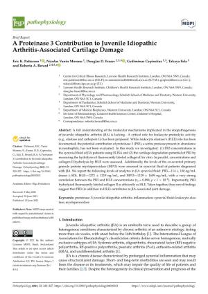 A Proteinase 3 Contribution to Juvenile Idiopathic Arthritis-Associated Cartilage Damage