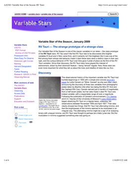 Variable Star of the Season: RV Tauri