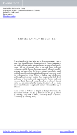 Samuel Johnson in Context Edited by Jack Lynch Frontmatter More Information