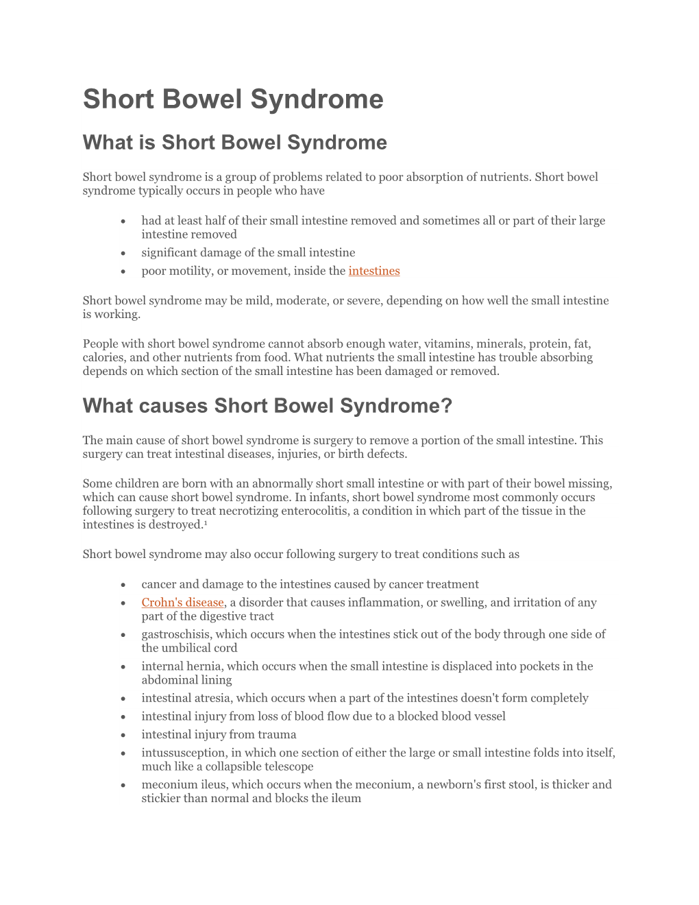 Short Bowel Syndrome What Is Short Bowel Syndrome