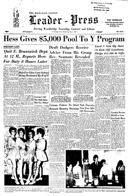 Hess Gives $5,000 Pool to Y Program INSTANT COP: Ltocal Y Gets Big Start Draft Dodgers Receive at Kick-Off Luncheon; Quit E
