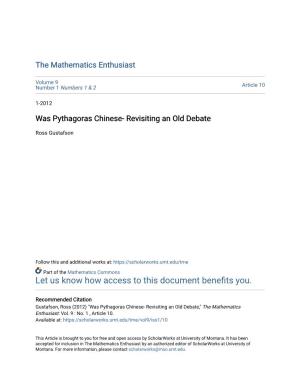 Was Pythagoras Chinese- Revisiting an Old Debate