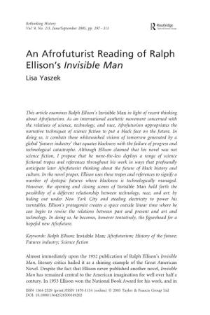 An Afrofuturist Reading of Ralph Ellison's Invisible