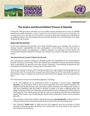 The Justice and Reconciliation Process in Rwanda