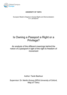 Is Owning a Passport a Right Or a Privilege?