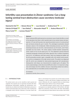 Infertility Case Presentation in Zinner Syndrome: Can a Long‐ Lasting Seminal Tract Obstruction Cause Secretory Testicular Injury?