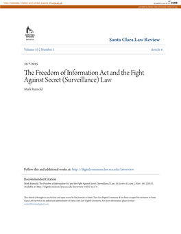 The Freedom of Information Act and the Fight Against Secret (Surveillance) Law, 55 Santa Clara L