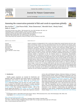 Pdf Assessing the Conservation Potential of Fish and Corals in Aquariums Globally