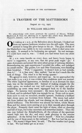 A TRAVERSE of the MATTERHORN. Wllllam Bellows
