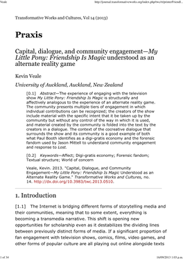 Veale Capital Dialogue and Community Engagement