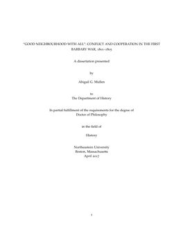 Conflict and Cooperation in the First Barbary War, 1801-1805