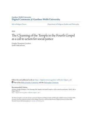 The Cleansing of the Temple in the Fourth Gospel As a Call to Action for Social Justice