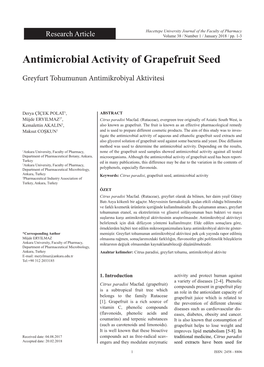 Antimicrobial Activity of Grapefruit Seed