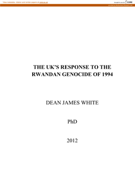 The Uk's Response to the Rwandan Genocide Of