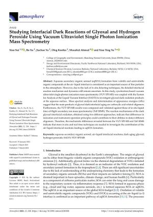 Studying Interfacial Dark Reactions of Glyoxal and Hydrogen Peroxide Using Vacuum Ultraviolet Single Photon Ionization Mass Spectrometry