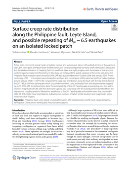 Surface Creep Rate Distribution Along the Philippine Fault, Leyte Island, and Possible Repeating of Mw ~ 6.5 Earthquakes on an I