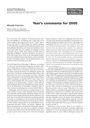 EDITORIAL Year's Comments for 2005
