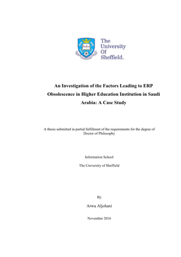 An Investigation of the Factors Leading to ERP Obsolescence in Higher Education Institution in Saudi Arabia: a Case Study