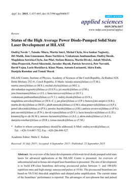 Status of the High Average Power Diode-Pumped Solid State Laser Development at Hilase