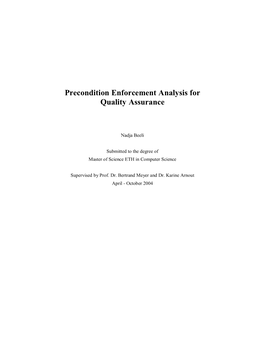 Precondition Enforcement Analysis for Quality Assurance