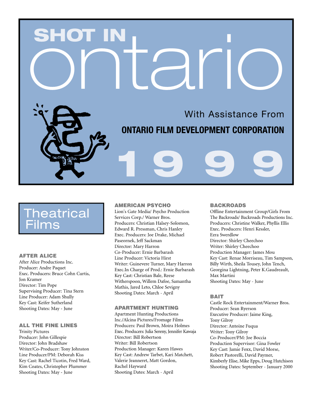 Productions in Ontario 1999