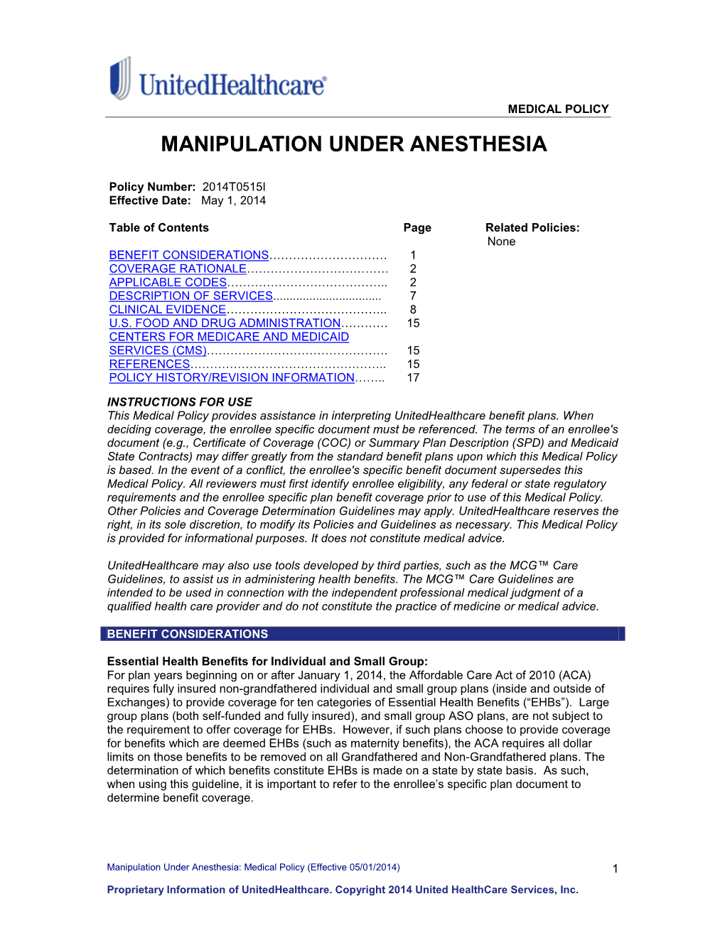 Manipulation Under Anesthesiaco