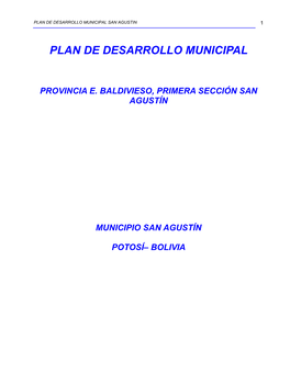Plan De Desarrollo Municipal San Agustin 1