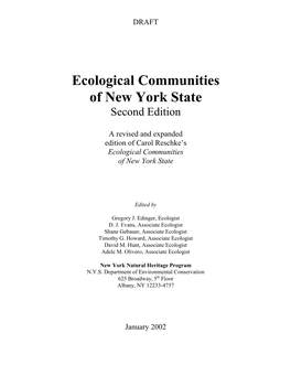 DRAFT Ecological Communities of New York State, Second Edition