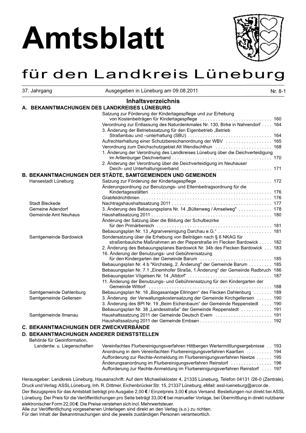 Amtsblatt Für Den Landkreis Lüneburg