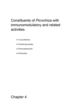 Constituents of Picrorhiza with Immunomodulatory and Related Activities