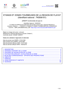 ETANGS ET ZONES TOURBEUSES DE LA REGION DE FLAYAT (Identifiant National : 740006151)