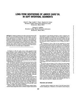 Long-Term Weathering of Amoco Cadiz Oil in Soft Intertidal Sediments