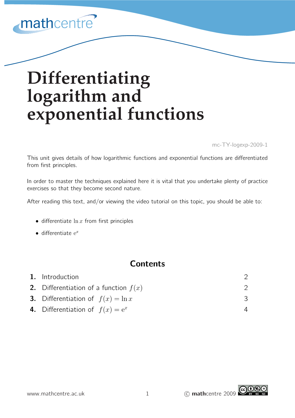 Differentiating Logarithm and Exponential Functions