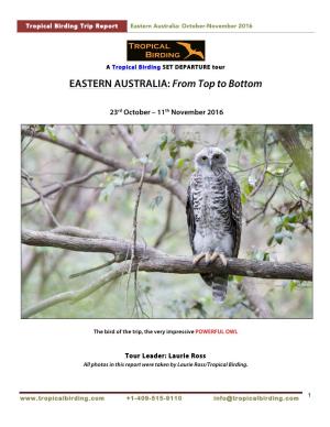 Eastern Australia: October-November 2016