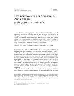 East Indies/West Indies: Comparative Archipelagoes David A