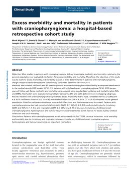 Excess Morbidity and Mortality in Patients with Craniopharyngioma