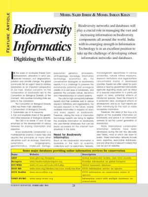 Biodiversity Informatics Vs