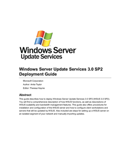 Windows Server Update Services 3.0 SP2 Deployment Guide