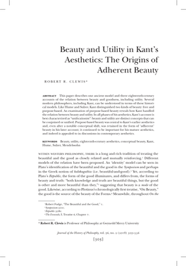 Beauty and Utility in Kant's Aesthetics