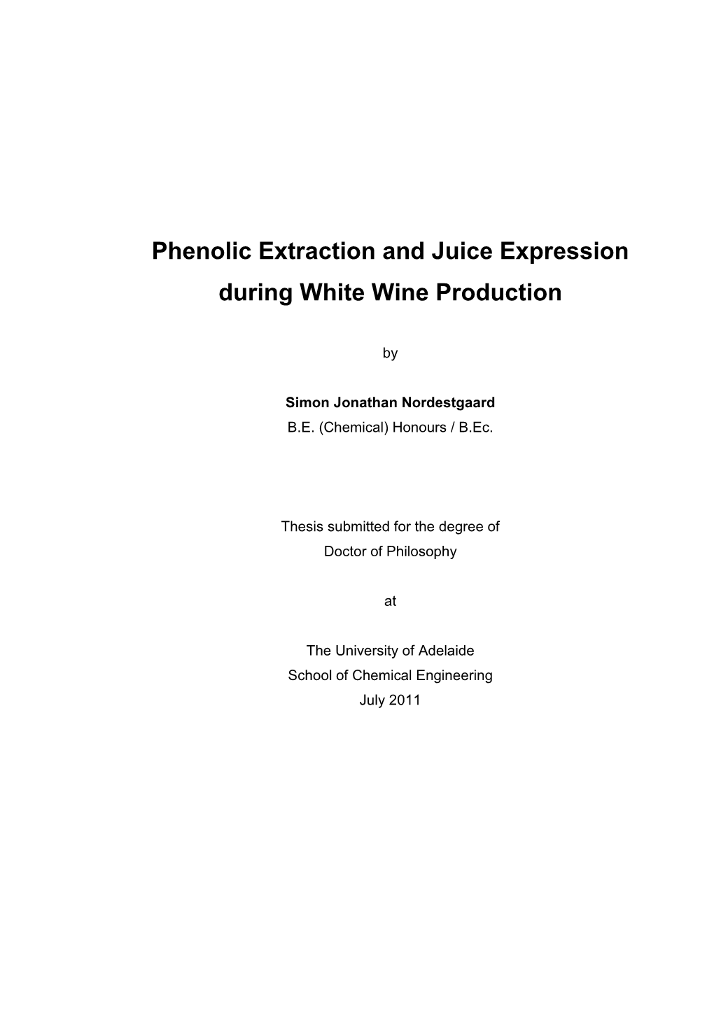 Phenolic Extraction and Juice Expression During White Wine Production