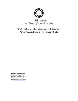 Oral History Interview with Elizabeth Sparhawk-Jones, 1964 April 26